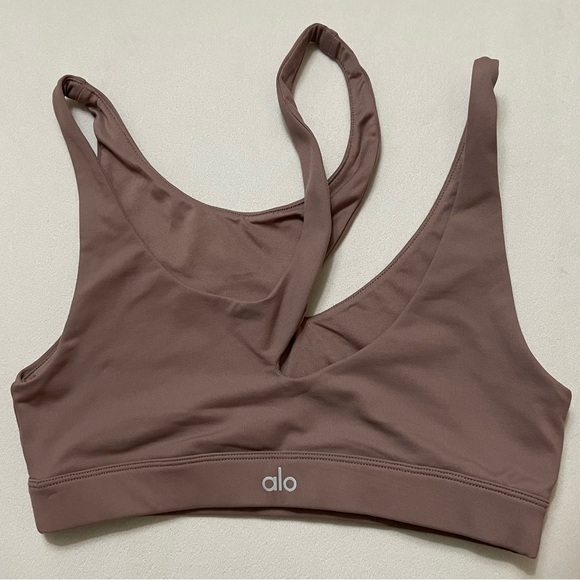NWOT Alo Yoga Peak Bra Dust Pink Brown Tones Size S - Picture 3 of 8